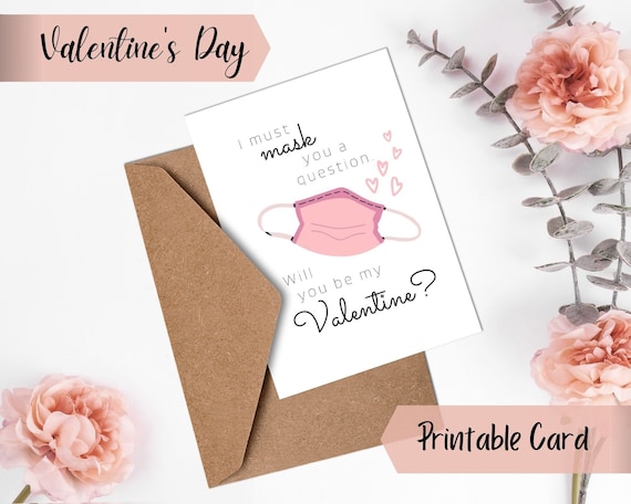 Valentines Day Printable Card i Must Mask You a | Etsy