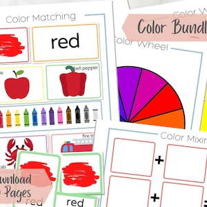 Color Bundle printable - Color Matching - Color Wheel - Color Mixing - Flash Cards - Circle Time Activity - Digital Download - Preschool