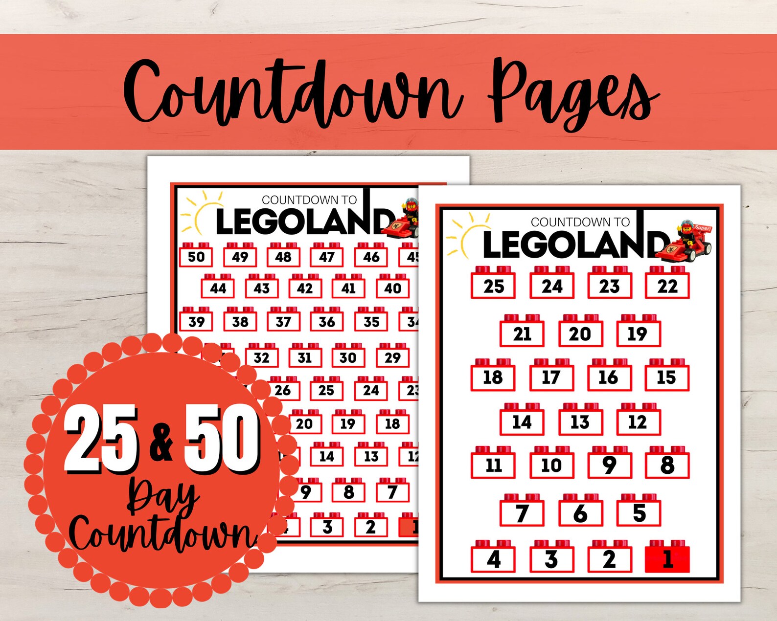 Vacation Countdown Printable Instant Download 25 Days 50 Days Quick and ...