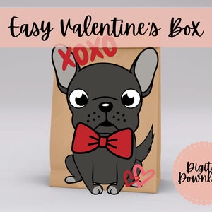 Dog Valentines Box or Bag Printable - Mailbox -  Instant download - DIY - Quick and Easy - Printable