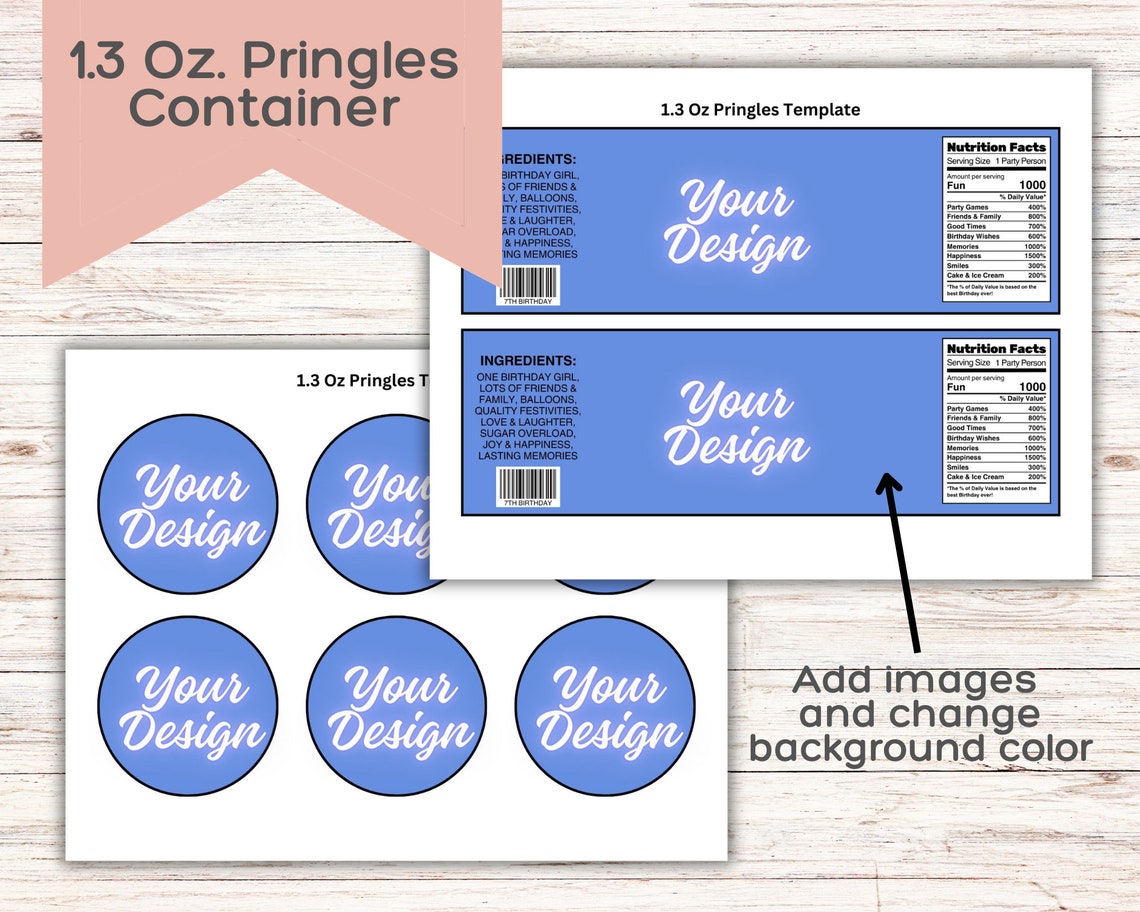Editable Chip Party Favor Bundle - Pringles Can Template - Chip Bag ...
