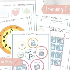 Learn to Tell Time Bundle - Days of the Week - Months of the Year - Clock - Units of Time - Learn the Calendar - Printable - Preschool