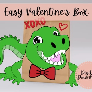 Alligator Valentines Box or Bag Printable - Mailbox -  Instant download - DIY - Quick and Easy - Printable