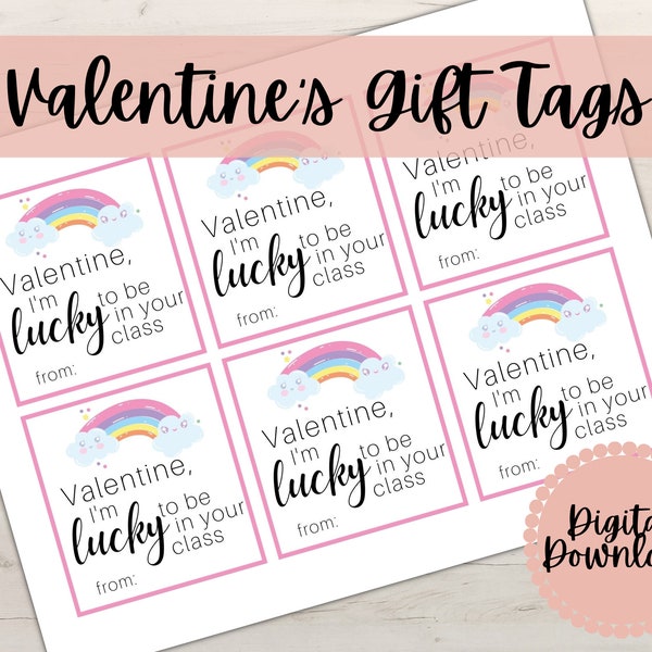 Valentines Gift Tag Printable - “Lucky Charms” -  Instant download - Cards for Kids - Quick and Easy - Printable