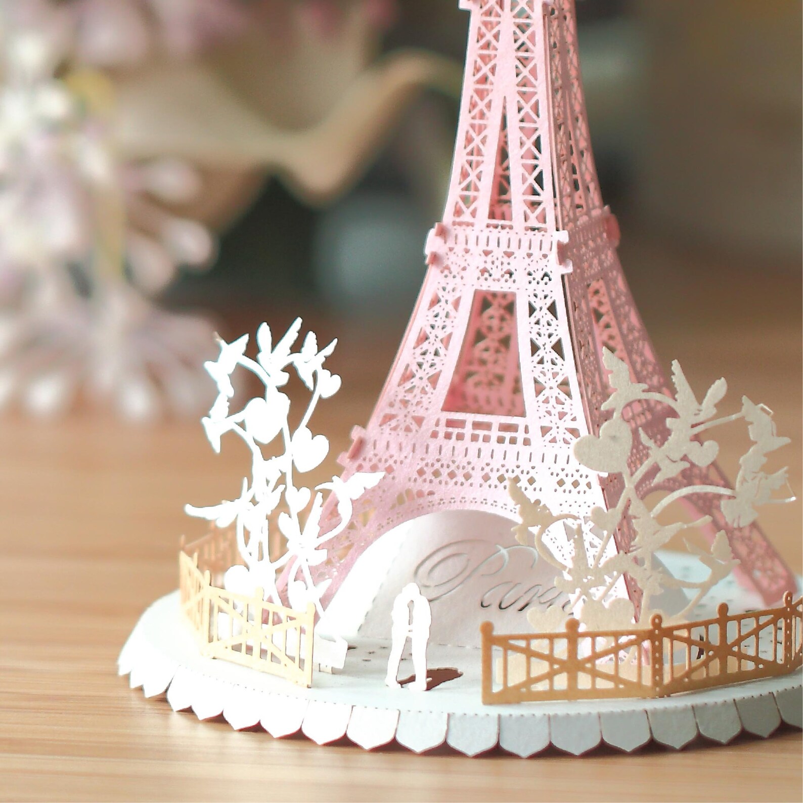 Postalk Eiffel Tower 3D Paper Model Kit Paper Cut Light Etsy