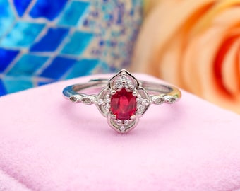 Natural Ruby Ring, July Birthstone Ring, Genuine Ruby Ring, Handmade Women's Ring, 925 Sterling Silver Ring, Vintage Ruby Ring, Gift For Her