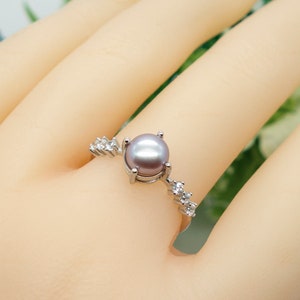 Silver Pearl Ring, Pearl Stacking Ring, Dainty Pearl Ring, Freshwater Pearl, Pearl Statement Ring, Silver Ring, June Birthstone, Gift Ring