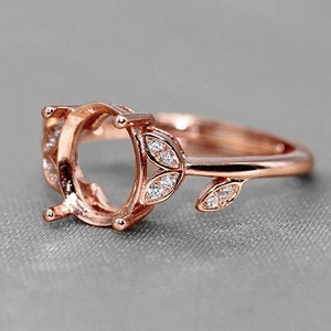 925 Sterling Silver Ring Blank/Base/Mount/Setting, Oval Shape, Rose/White Gold Plated, Adjustable Ring, 5x7mm 6x8mm 7x9mm 8x10mm