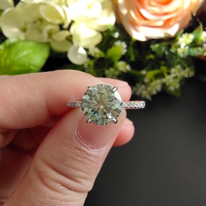 1/2/3ct Moissanite Ring, Moissanite Round Solitaire, Green Moissanite, Moissanite Women Ring, 925 Silver Ring, Personalized Gifts For Her