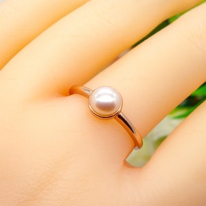 Dainty Pearl Ring, Delicate Ring, Freshwater Pearl Ring, Pearl Stacking Ring, June Birthstone, Rose Gold Pearl Ring, 925 Ring, Stack Ring