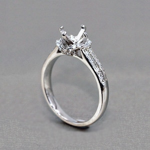 925 Silver, Moissanite Ring Blank/Base/Mount/Setting, 1 Carat, 2 Carat, Non-Adjustable Ring