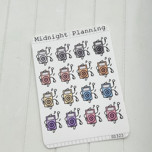 Classic Ipod Music Player Inspired Stickers, Functional and Handmade Planner Sticker Sheets