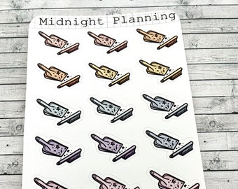 Dustpan And Brush Cleaning Stickers, Functional and Handmade Planner Sticker Sheets