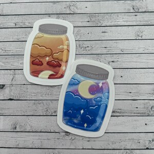Sunset and Night Sky in a Jar, Cute Sticker