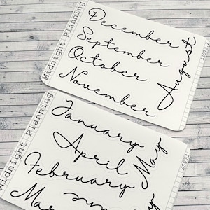 Monthly Labels in Script Five, Functional and Handmade Planner Sticker Sheets