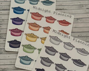 Cast Iron Dish, Le Cruset Inspired, Functional and Handmade Planner Sticker Sheets