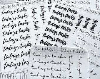 Todays Tasks Labels In Font Six, Personal List, Functional and Handmade Planner Sticker Sheets