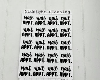 Nagelafspraak, scripttoewijzers en functionele titels en handgemaakte stickervellen voor planners