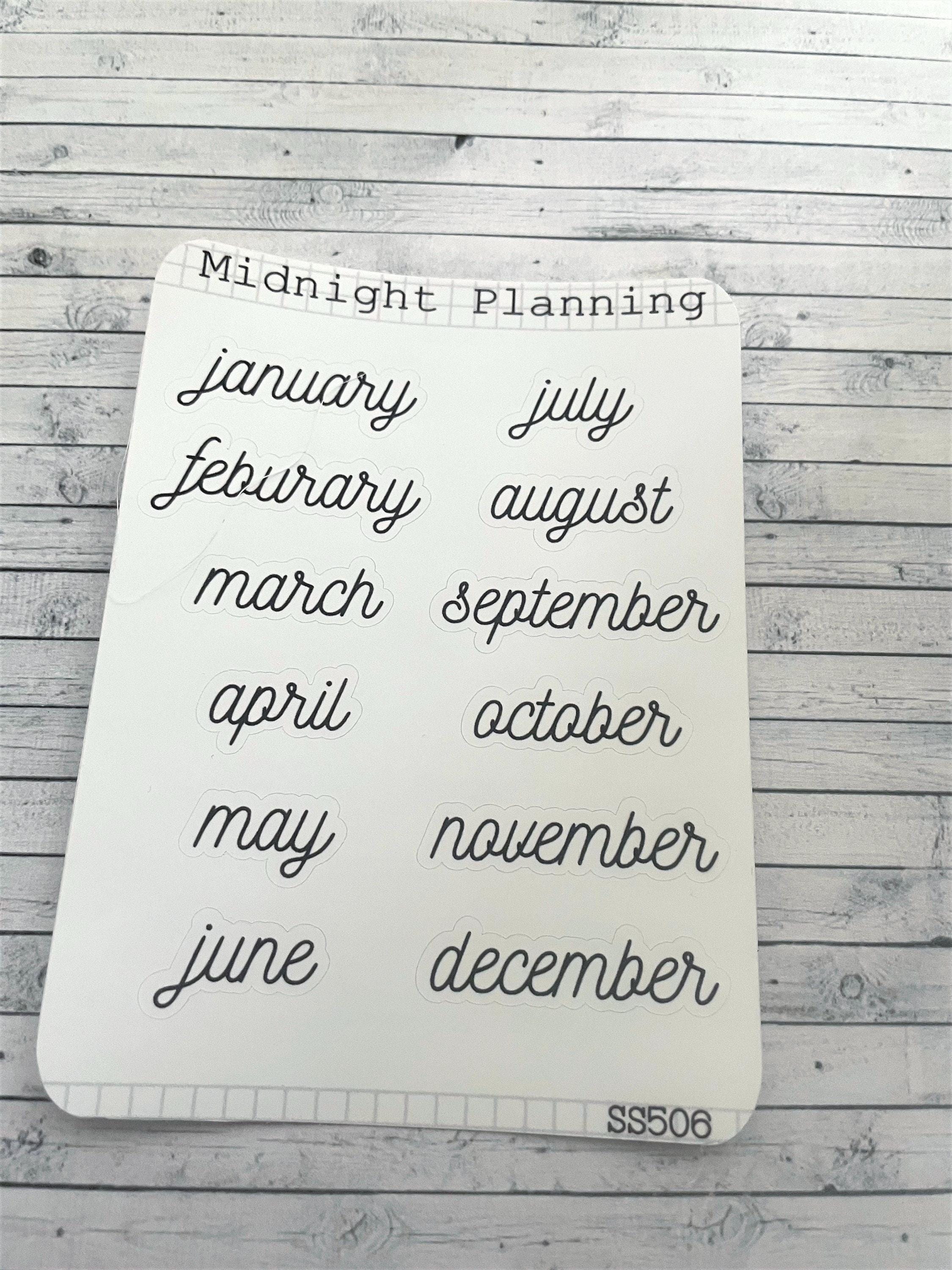 Monthly Labels In Font Eleven, Functional and Handmade Planner Sticker Sheets