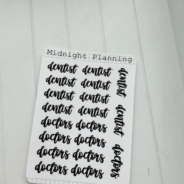 Dentist and Doctors, Script Allocators and Titles That Are Functional and Handmade Planner Sticker Sheets