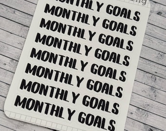 Monthly Goals In Font Eight, Functional and Handmade Planner Sticker Sheets