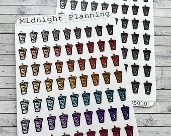 Mini Cold Cup stickers, Planner Sticker Sheet, Functional and Handmade Stickers