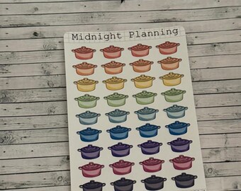 Cast Iron Mini Dish, Le Cruset Inspired, Functional and Handmade Planner Sticker Sheets