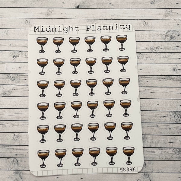 Espresso Martini Stickers, Functional and Handmade Planner Sticker Sheets