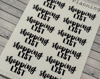 Shopping List, Script Titles That Are Functional and Handmade Planner Sticker Sheets