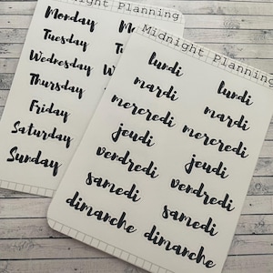 Weekday Script Titles, Font One, Functional and Handmade Planner Sticker Sheets
