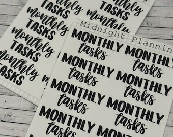 Monthly Tasks layered List, Functional and Handmade Planner Sticker Sheets