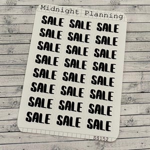 Sale Stickers in Font Eight, Functional and Handmade Planner Sticker Sheets