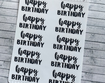 Happy Birthday, Script, Titles That Are Functional and Handmade Planner Sticker Sheets