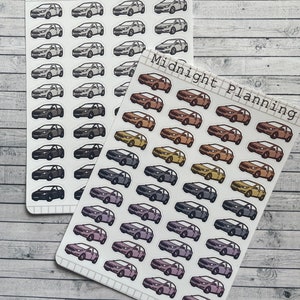 Car and Travel Stickers, Functional and Handmade Planner Sticker Sheets