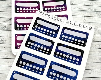 Night Time and Solar System Inspired Weekly Trackers , Functional and Handmade Planner Sticker Sheets
