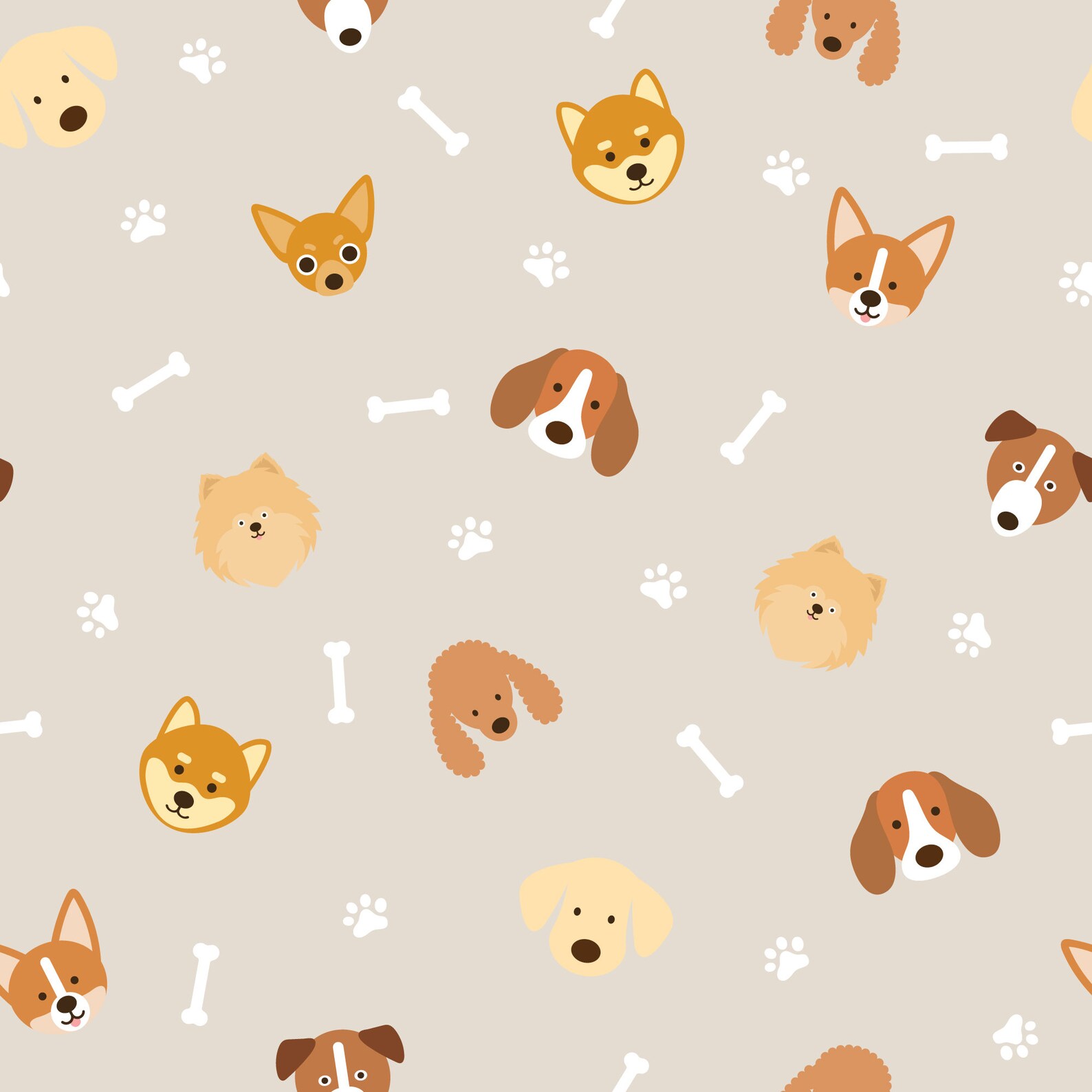 Seamless Dog Pattern Digital Art Printable for DIY Crafts Etsy