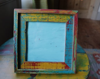 Colourful photo frame made from reclaimed pallet wood