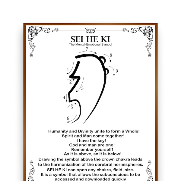 Sei He Ki Symbol | 6 Jpg & 3 Png | REIKi Symbol, du lernst sie zu zeichnen, druckbare Größe 20x20 cm