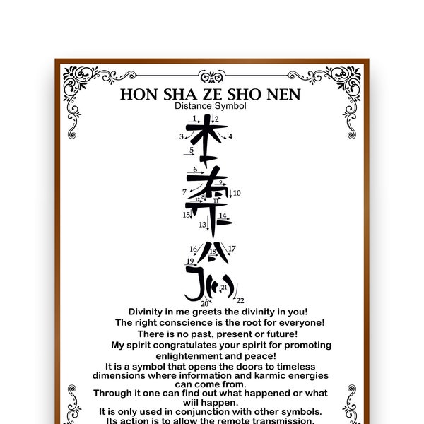 Hon Sha Ze Sho Nen symbool | 6Jpg &3 png | Symbool Reiki Printable, formaat 8,5x11 inch