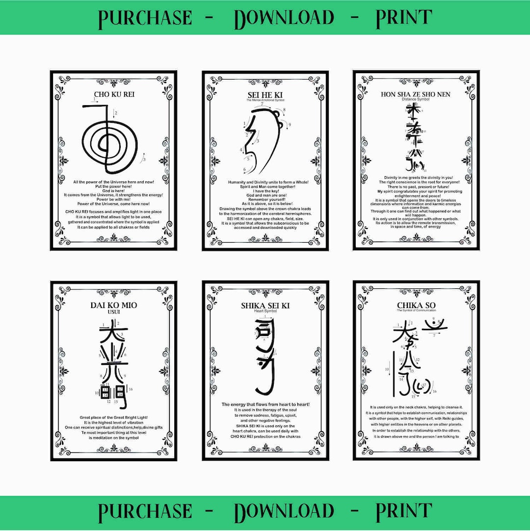 6er Set Symbole. Cho ku Rei, Sei He Ki, Hon Sha Ze Sho Nen, Dai Ko Mio