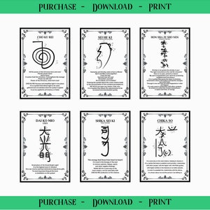 Set van 6 symbolen. Cho ku Rei, Sei He Ki, Hon Sha Ze Sho Nen, Dai Ko Mio Usui, Shika Sei Ki, Chika So