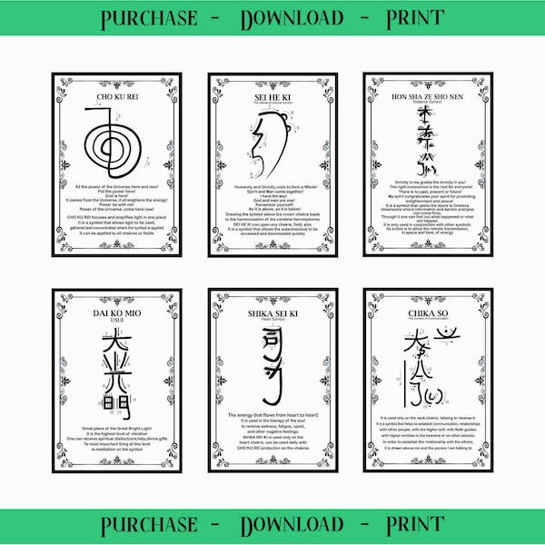 6er Set Symbole. Cho ku Rei, Sei He Ki, Hon Sha Ze Sho Nen, Dai Ko Mio Usui, Shika Sei Ki, Chika So