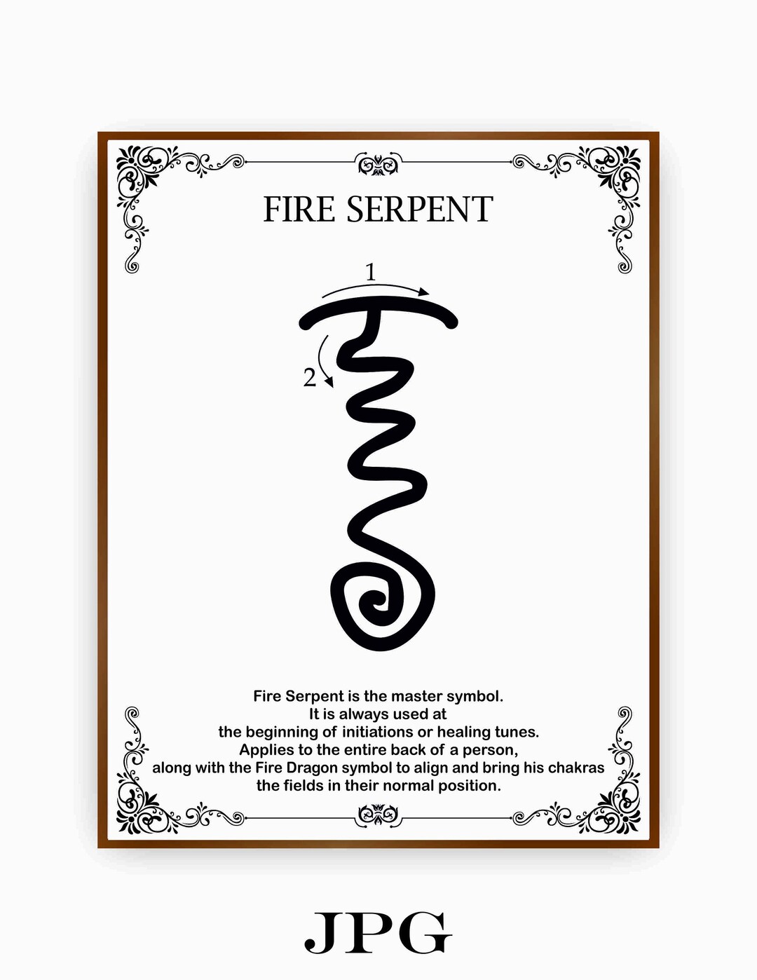 Fire Serpent Symbol Reiki Printable, Size 8.5x11 Inch 6jpg & 3png Etsy