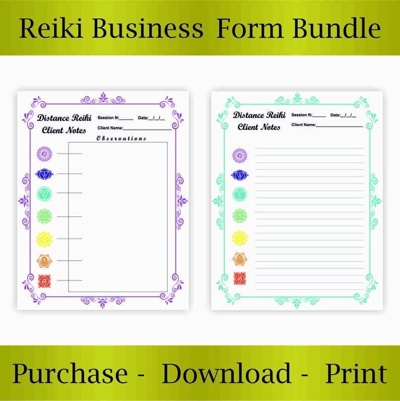 Chakra Clientform Reiki Business Form Bundle + 7 Chakras | Instant Download - Etsy