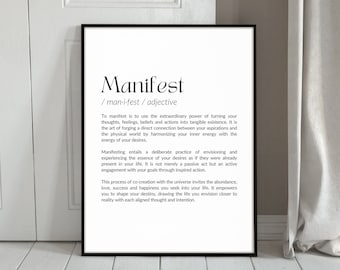 Manifest Definition Poster | Digital Download Print | Minimalist Home Decor | Printable Wall Art