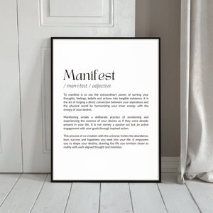 Manifest Definition Poster | Digital Download Print | Minimalist Home Decor | Printable Wall Art