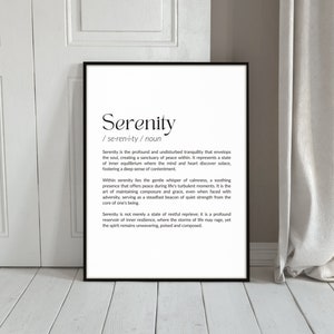 Serenity Definition Poster | Digitaler Download Druck | Minimalistisches Wohndekor | Druckbare Kunst
