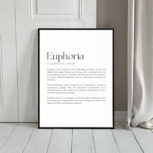 Euphoria Definition Poster | Digital Download Print | Minimalist Home Decor | Printable Wall Art