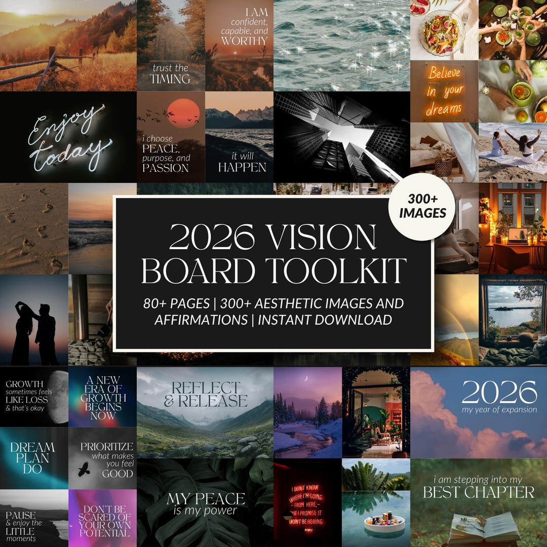 2026 Printable Vision Board Kit | Digital Download | Affirmations ...