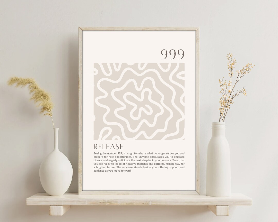 Angel Number 999 (release) Printable Art - Spiritual Home Decor ...